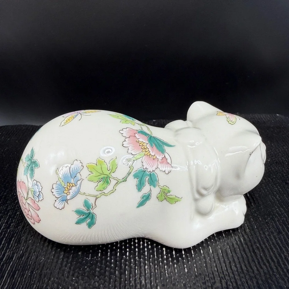 Takahashi San Francisco Cho Cho Sleeping Cat Figurine Floral Butterfly Japan 5in